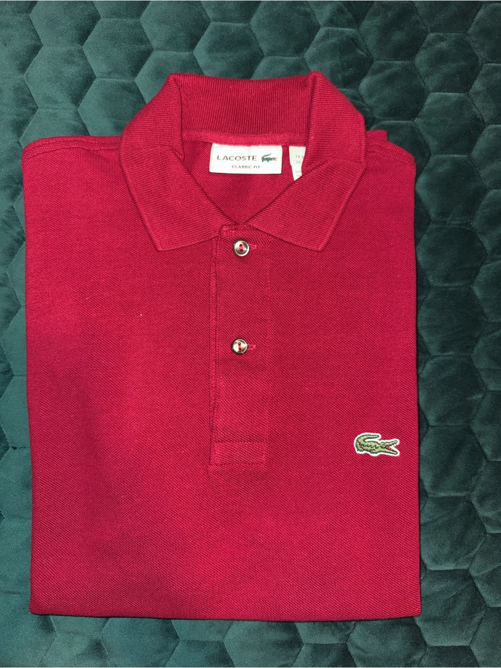 Lacoste Men's Polo Shirt in Deep Red with Crocodile Logo